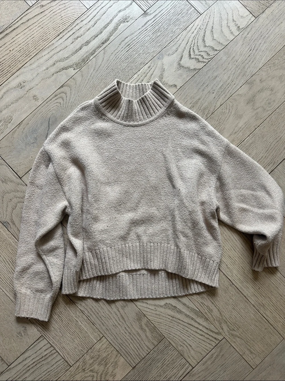 Kids Cream Mock Neck Sweater